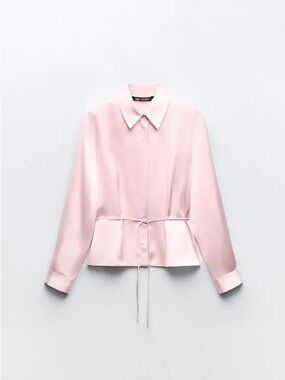 Zara Drawstring Waist Satin Effect Shirt